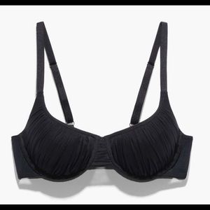 Gathered Mesh Balconette Bra